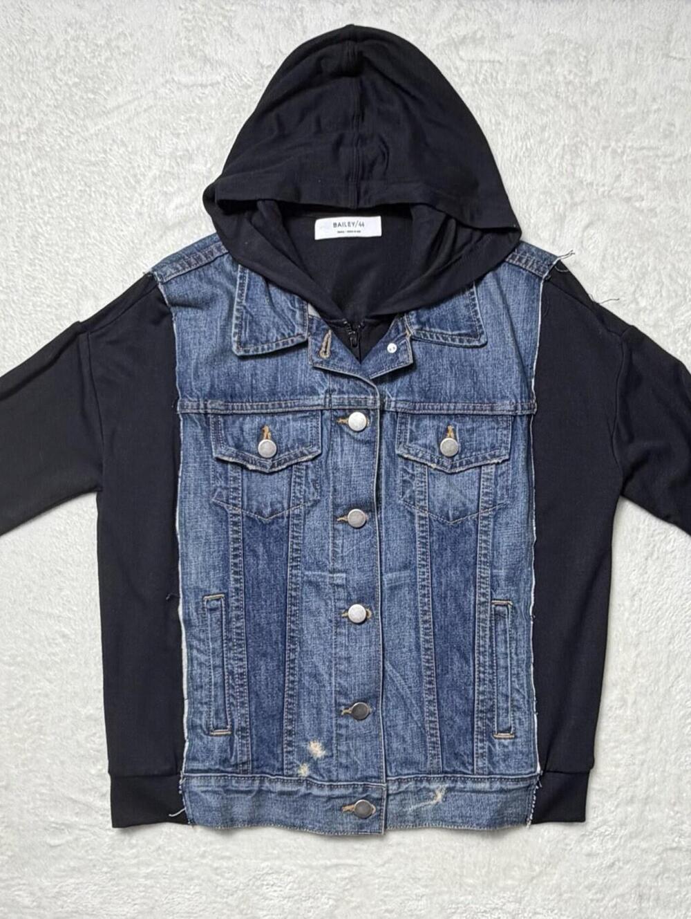 Bailey 44 Women’s Small Black Hoodie Denim Jacket Combo Made In USA